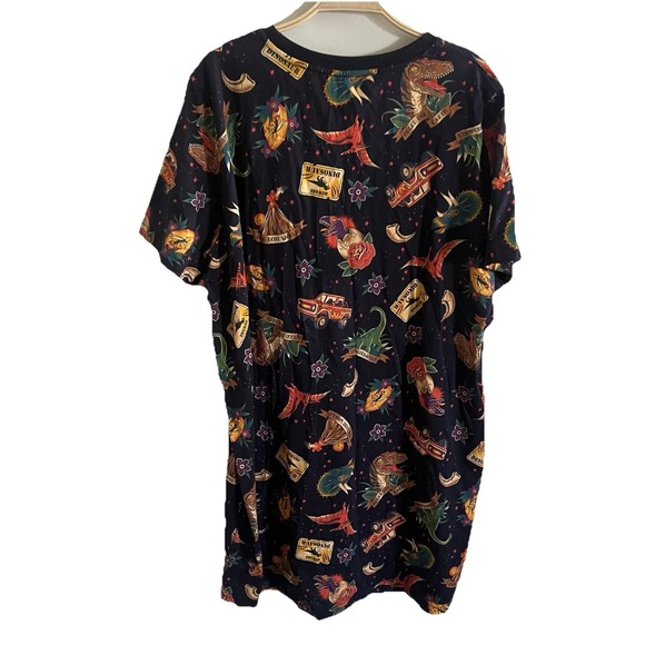 Dangerfield Dinosaur Dress Size 18 Tattoo Print Shirt Dress Length Cap Sleeve - Picture 3 of 7